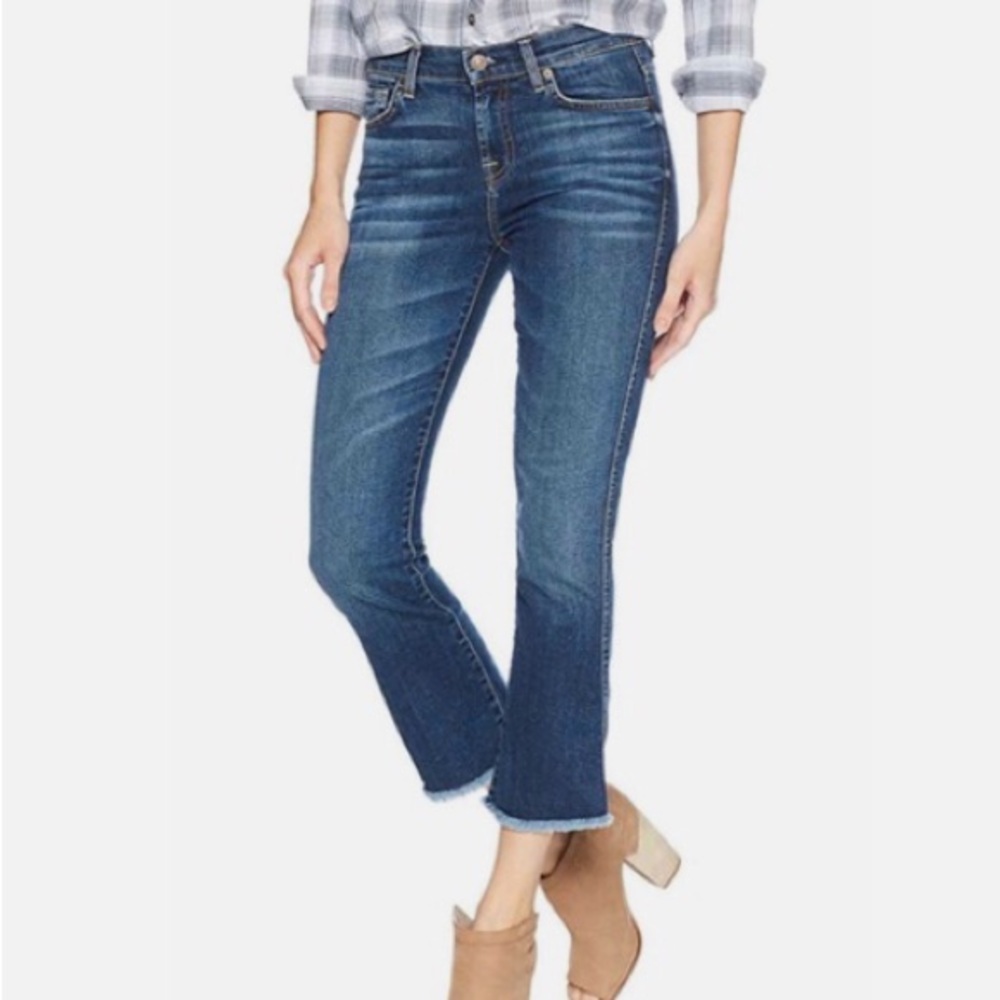 7 For All Mankind Bootcut Crop Frayed Hem Jeans